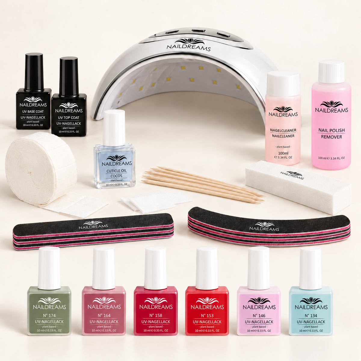 NAILDREAMS UV-Nagellack Starterset mit LED-Lampe – 6 Farben