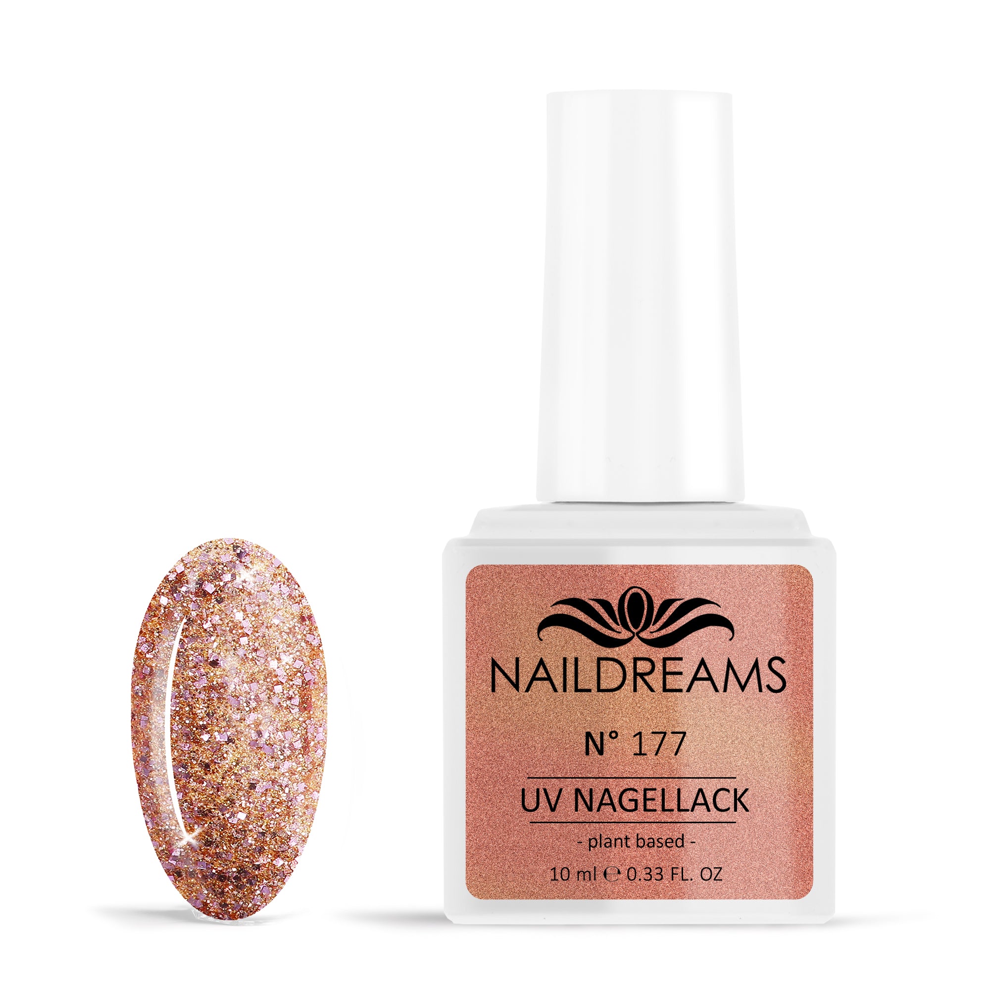 UV NAGELLACK - N° 177 - ROSE GOLD SPARKLE - glitzer -